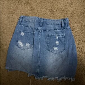 Denim Distressed Blue Skirt